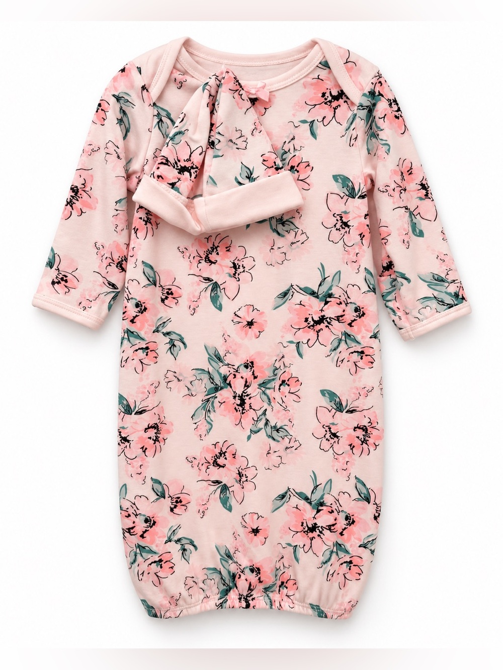 Little Me Dream Floral Sleeper Gown and Hat